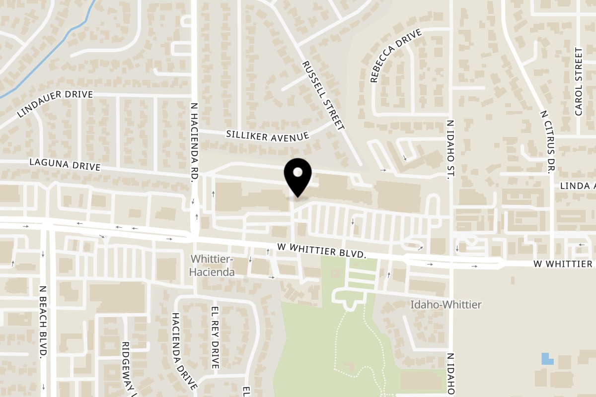 Map showing the location of Higo Sushi Peruvian Fusion on 1451 W Whittier Blvd in La Habra